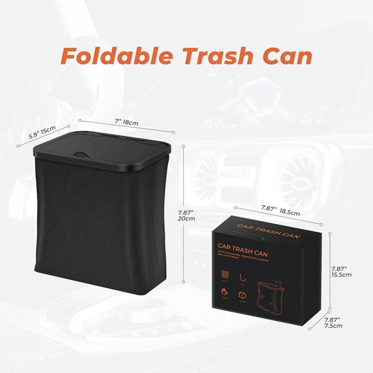 Car Rear Seat Foldable Large Capacity Hanging Waterproof Trash Can - Black