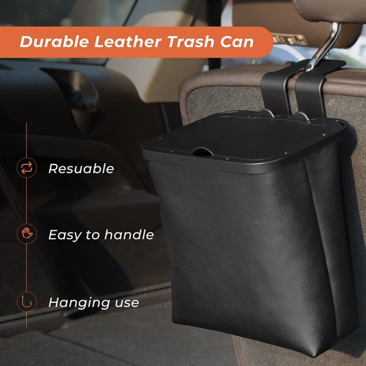 Car Rear Seat Foldable Large Capacity Hanging Waterproof Trash Can - Black