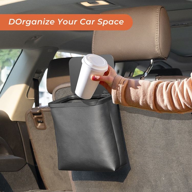 Car Rear Seat Foldable Large Capacity Hanging Waterproof Trash Can - Black