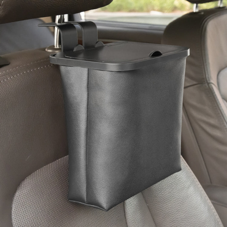 Car Rear Seat Foldable Large Capacity Hanging Waterproof Trash Can - Black