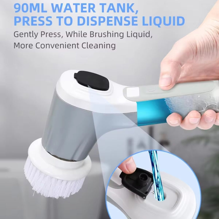 6 In 1 Automatic Water Spray Electric Spin Scrubber 53 Inch Cordless Rechargeable Cleaning Brush
