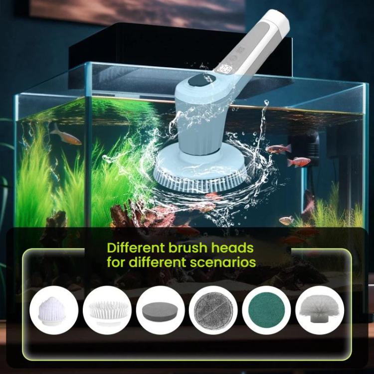 6 In 1 Automatic Water Spray Electric Spin Scrubber 53 Inch Cordless Rechargeable Cleaning Brush