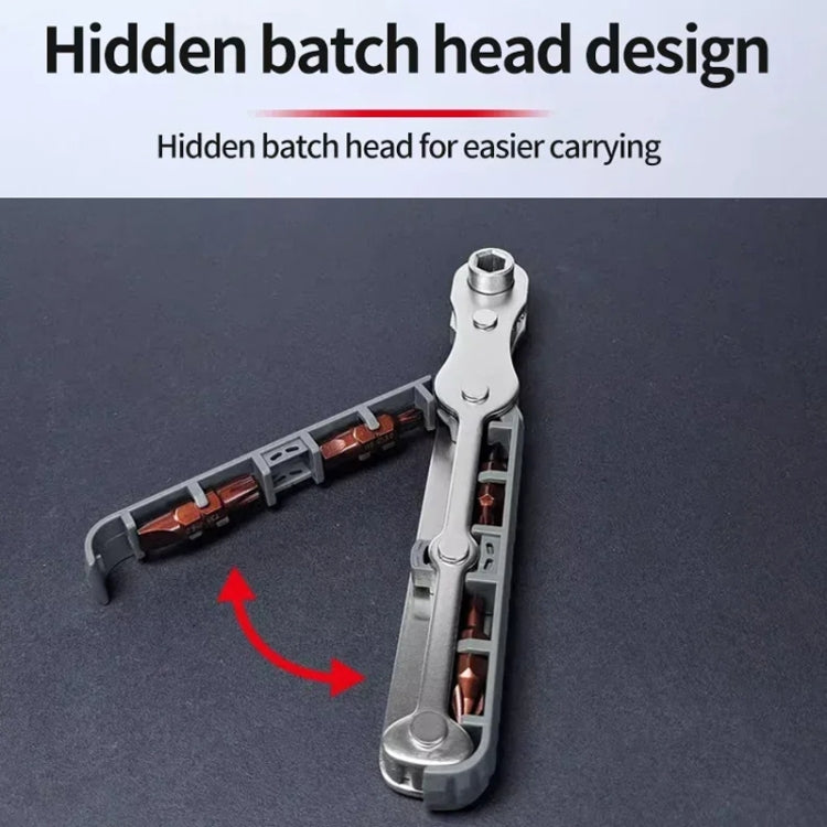 36-Tooth Bi-Directional Ratcheting Screwdriver Set With 4 Double-Ended Bits - Gray