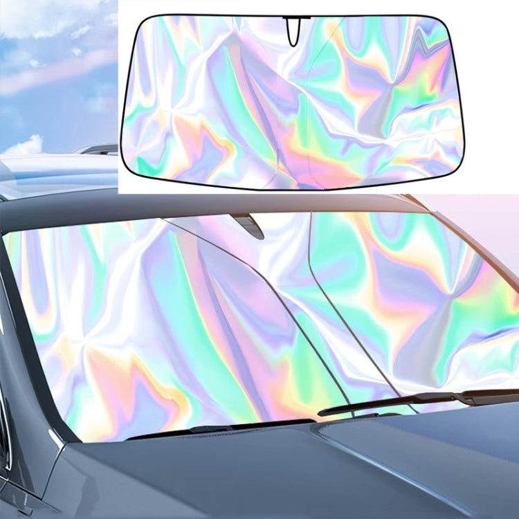 142x80cm Car Front Windshield Sunshade Colorful Laser Heat Insulation Sunscreen Sunshade Umbrella
