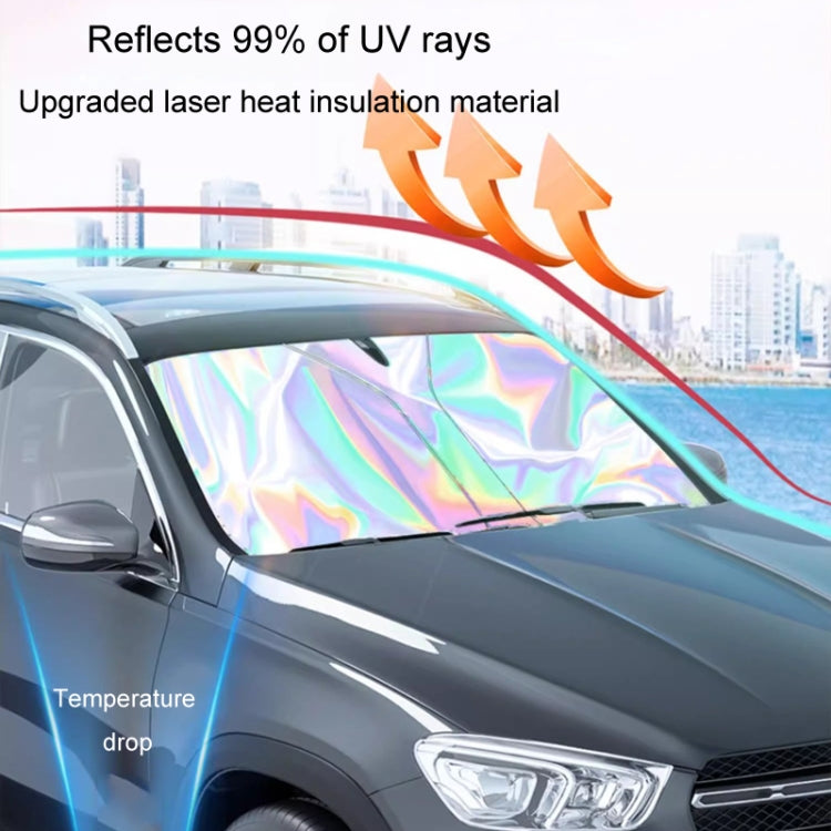 142x80cm Car Front Windshield Sunshade Colorful Laser Heat Insulation Sunscreen Sunshade Umbrella
