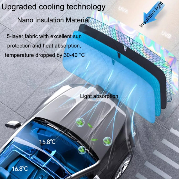 136x65cm Car Front Windshield Sunshade Colorful Laser Heat Insulation Sunscreen Sunshade Umbrella