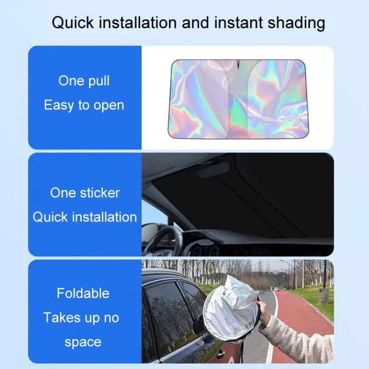 145x90cm Car Front Windshield Sunshade Colorful Laser Heat Insulation Sunscreen Sunshade Umbrella