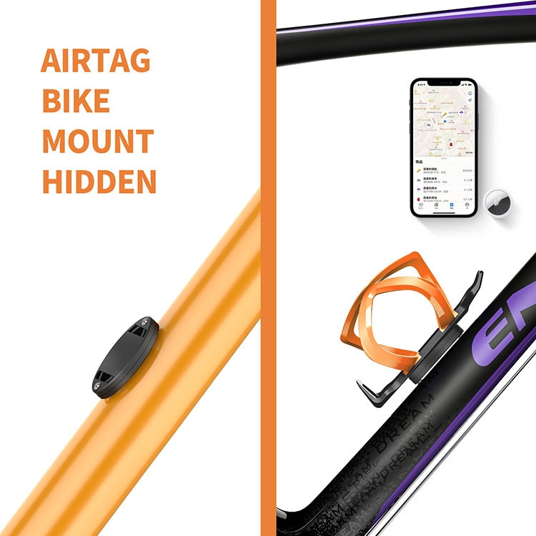 For AirTag 2nd Gen / AirTag 1st Gen Bicycle Water Bottle Fixing Bracket Locator Protective Cover - Black