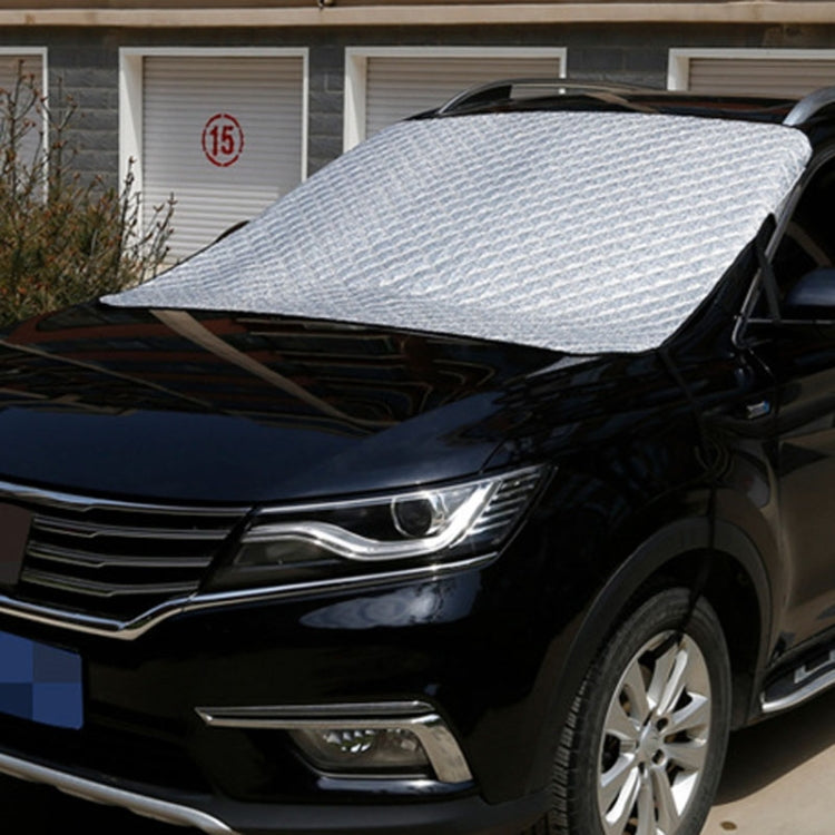 Car Front Windshield Cover Sun Shade Snow Shield Sunscreen Heat Insulation Frostproof Car Coat Half Cover, Style: Free Tie Model - Silver