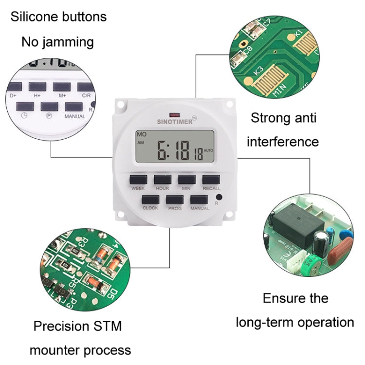 SINOTIMER Programmable Timer Switch Time Controller, Model: TM618H-4 12V