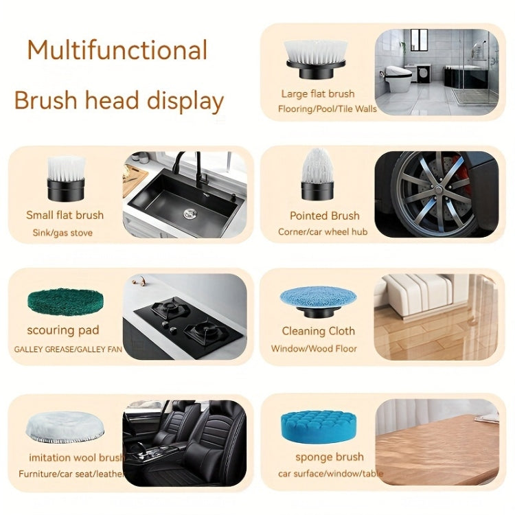 7 In 1 Electric Spin Scrubber Rechargeable Waterproof Floor Clean Bush with 23.6 Inch Adjustable Handle