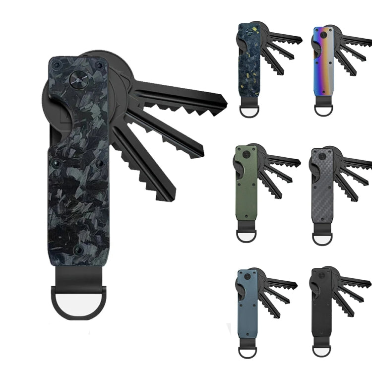 Compact Key Organizer Metal Key Chain Can Hold 2-6 Keys Red Forged Carbon