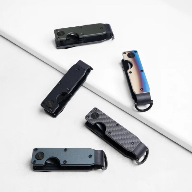 Compact Key Organizer Metal Key Chain Can Hold 2-6 Keys Blue Forged Carbon