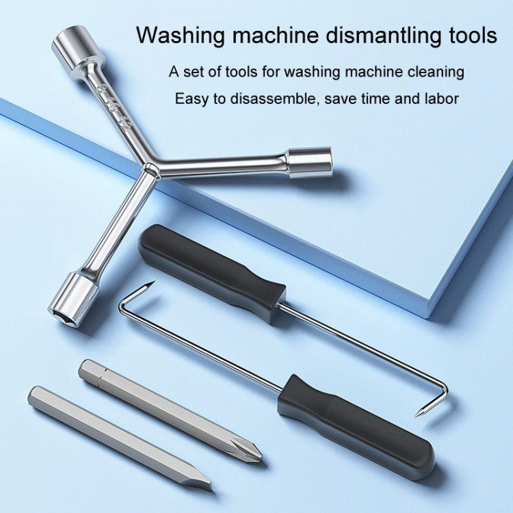 5pcs/Set Boiler Washing Machine Disassembly Cleaning Repair Tools Multifunctional Screwdriver Trident Wrench, Hook Handle Style Color Random