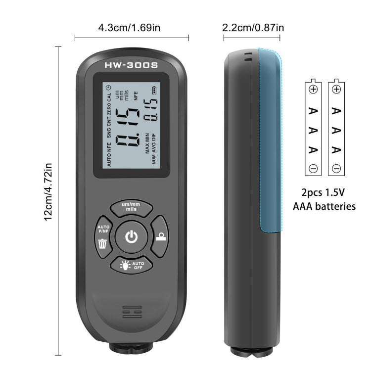 HW-300S High Precision Coating Thickness Gauge Anti-skid Paint Film Gauge