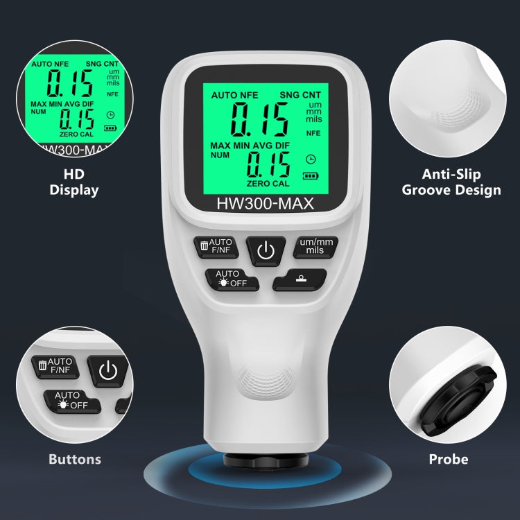 HW300-MAX Coating Thickness Gauge Anti-skid Paint Film Tester