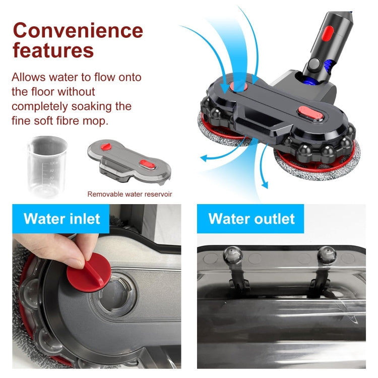 For Dyson V7 / V8 / V10 / V11 / V15 / G5  Vacuum Cleaner Electric Mop Head with Detachable Water Tank and 6 Mop Pads