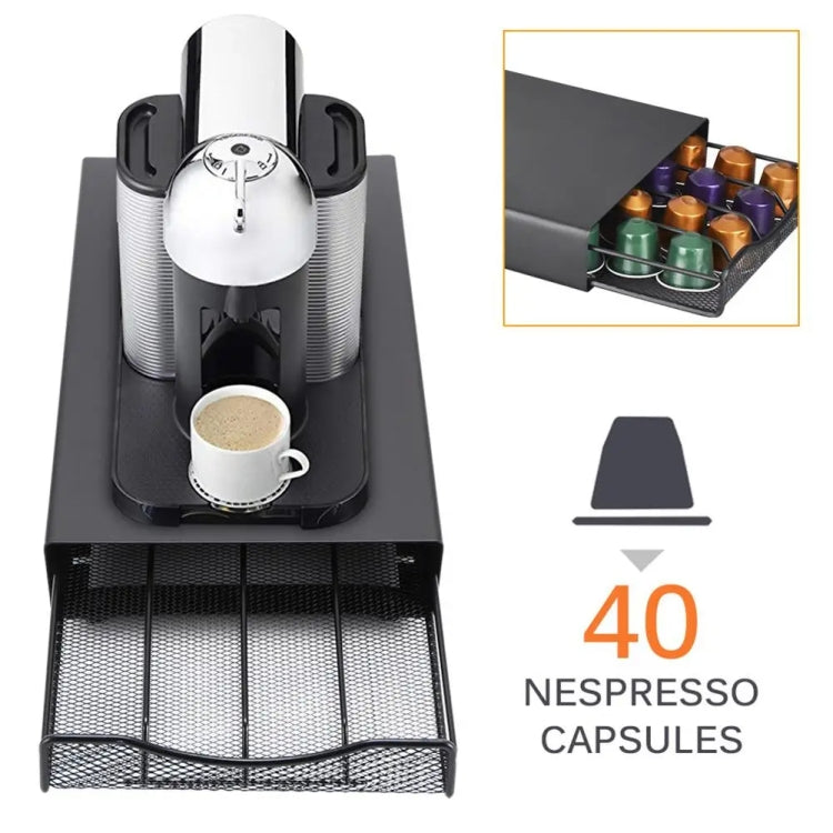 For Small Nespresso OASISWJ Drawer Type 40pcs Coffee Capsule Holder - Black