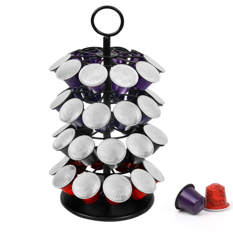 For Nespresso OASISWJ Assembly 40pcs 360 Degree Rotating Coffee Capsule Organizer - Black