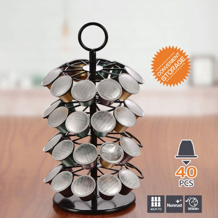 For Nespresso OASISWJ Assembly 40pcs 360 Degree Rotating Coffee Capsule Organizer - Black
