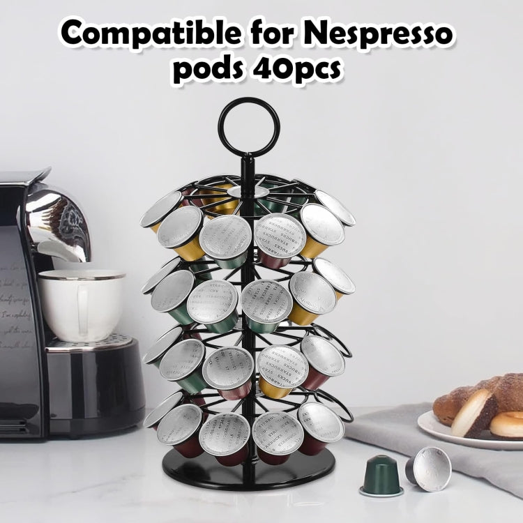 For Nespresso OASISWJ Assembly 40pcs 360 Degree Rotating Coffee Capsule Organizer - Black