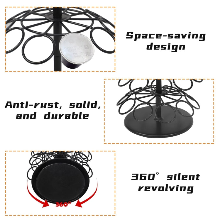 For Nespresso OASISWJ Assembly 40pcs 360 Degree Rotating Coffee Capsule Organizer - Black