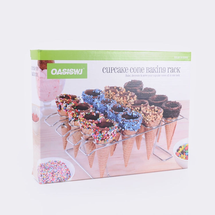OASISWJ Baking Tools Oven Pie Net Cone Shell Rack Ice Cream Display Storage Shelf - Foldable 16 Holes