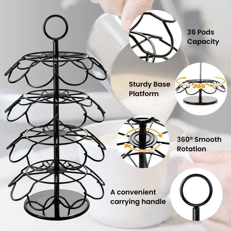 For K-CUP / Dolce Gusto OASISWJ 36pcs Assembled Rotating Coffee Capsule Holder - 4 Layers