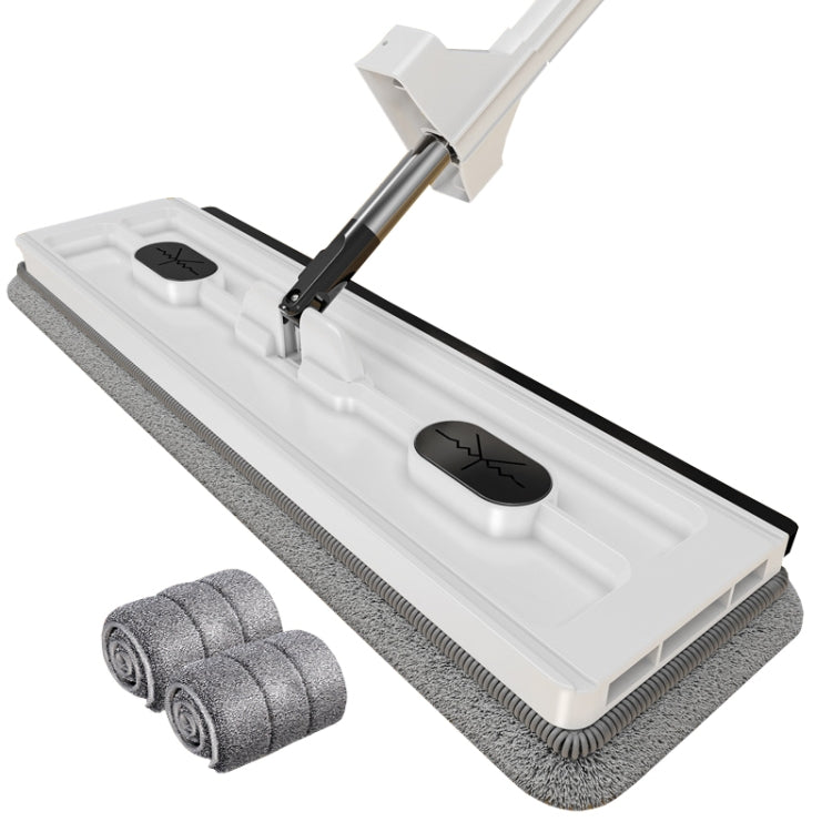 42cm Hand-Free Household Flat Mop Kitchen Cleaning Lazy Floor Cleaner, Style: White+2 Wipes