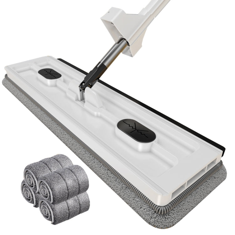 42cm Hand-Free Household Flat Mop Kitchen Cleaning Lazy Floor Cleaner, Style: White+4 Wipes