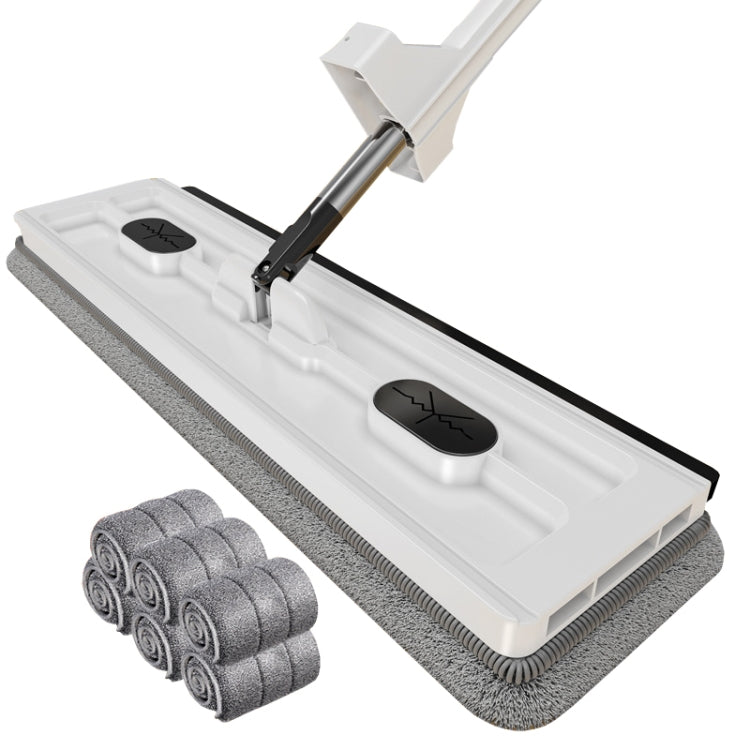 42cm Hand-Free Household Flat Mop Kitchen Cleaning Lazy Floor Cleaner, Style: White+6 Wipes