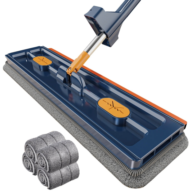 42cm Hand-Free Household Flat Mop Kitchen Cleaning Lazy Floor Cleaner, Style: Blue+4 Wipes