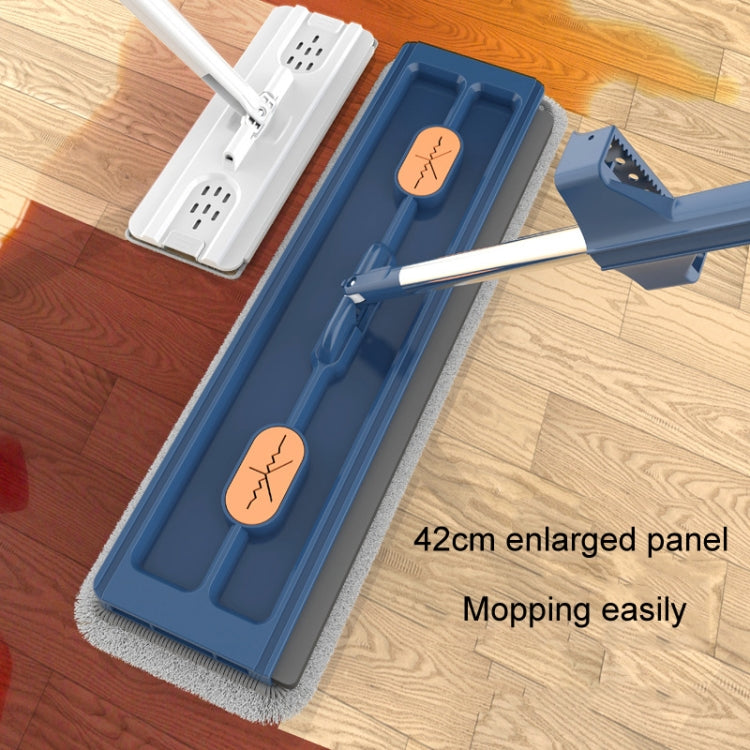 42cm Hand-Free Household Flat Mop Kitchen Cleaning Lazy Floor Cleaner, Style: White+6 Wipes