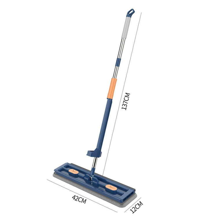 42cm Hand-Free Household Flat Mop Kitchen Cleaning Lazy Floor Cleaner, Style: White+2 Wipes