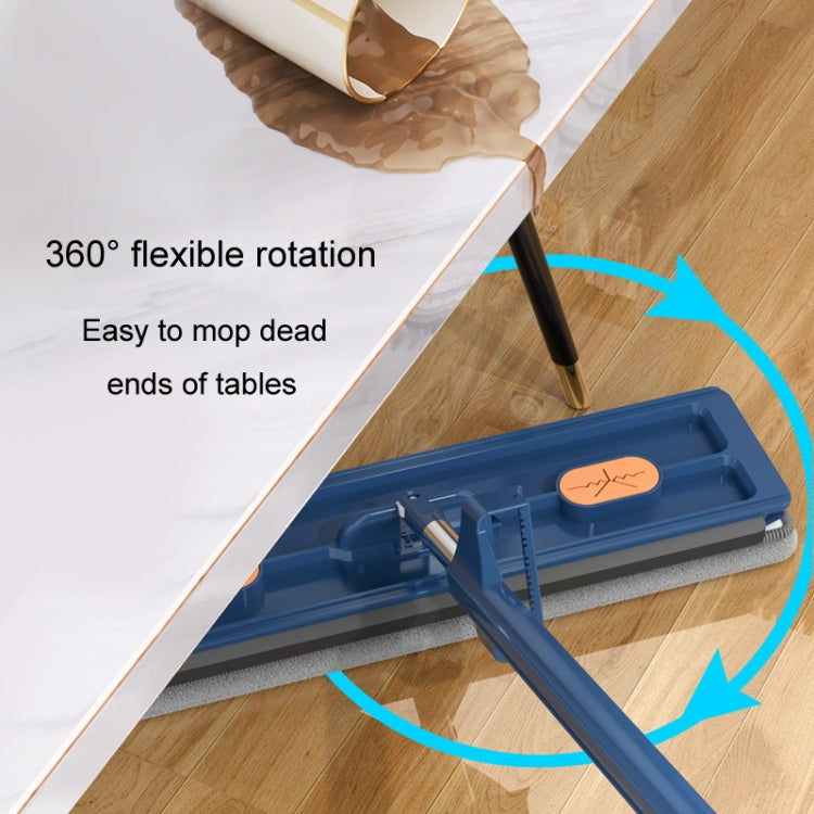 42cm Hand-Free Household Flat Mop Kitchen Cleaning Lazy Floor Cleaner, Style: Blue+2 Wipes