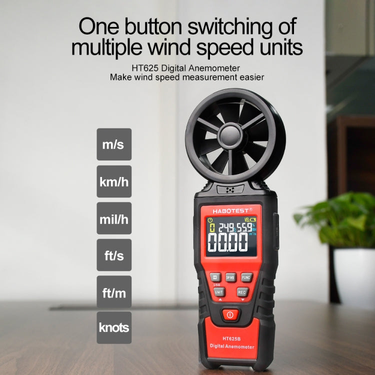 HABOTEST Handheld High-Precision Digital Anemometer With USB - HT625B