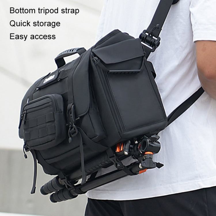 Cwatcun D115 Shoulder Crossbody Waterproof Leather Film DSLR Camera Bag, Color: Black Medium