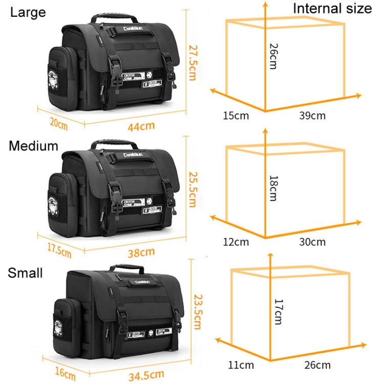 Cwatcun D115 Shoulder Crossbody Waterproof Leather Film DSLR Camera Bag, Color: Black Medium