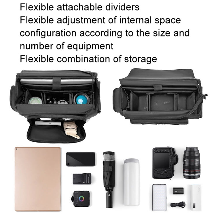 Cwatcun D115 Shoulder Crossbody Waterproof Leather Film DSLR Camera Bag, Color: Black Medium