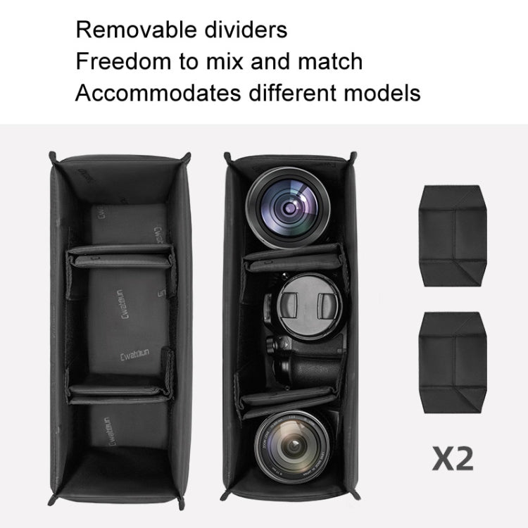 Cwatcun D115 Shoulder Crossbody Waterproof Leather Film DSLR Camera Bag, Color: Black Large