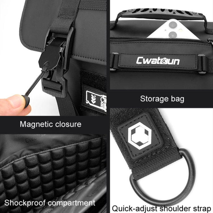 Cwatcun D115 Shoulder Crossbody Waterproof Leather Film DSLR Camera Bag, Color: Black Medium