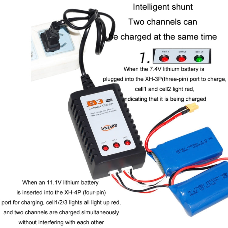 ImaxRC 7.4V/11.1V 2S/3S Model Aircraft Drone Lithium Battery Intelligent Balance Charger - US Plug