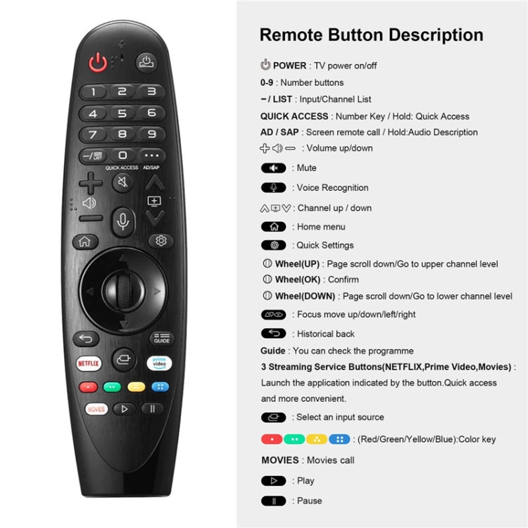 For LG TV Bluetooth Handheld Infrared Voice Multi-Function Remote Control - AKB75855501