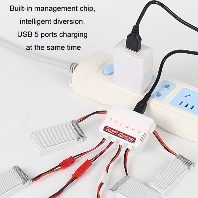 One To Six 3.7V Lithium Battery Drone USB Charger, Color: White XH2.54 Port