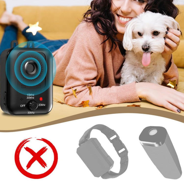 Non-Shock Dog Barking Deterrent Device Ultrasonic Bark Stopper Dog Repeller - Black