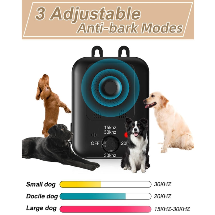 Non-Shock Dog Barking Deterrent Device Ultrasonic Bark Stopper Dog Repeller - Black