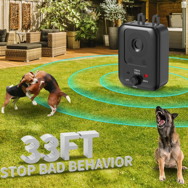 Non-Shock Dog Barking Deterrent Device Ultrasonic Bark Stopper Dog Repeller - Black