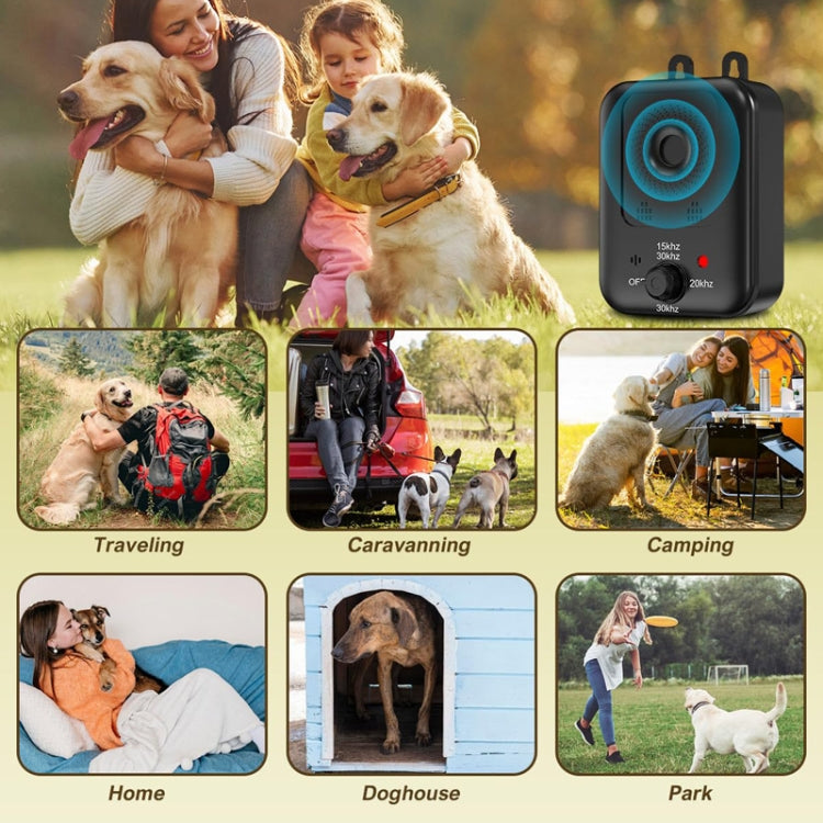 Non-Shock Dog Barking Deterrent Device Ultrasonic Bark Stopper Dog Repeller - Black