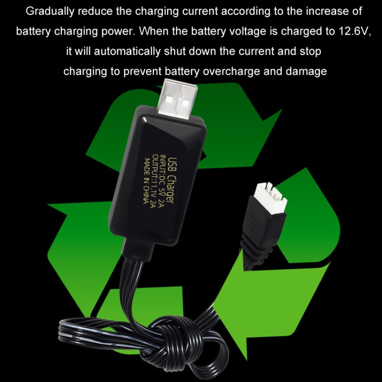 11.1V 2A 3S Lithium Battery USB Charger With Light - 4 Pin Plug