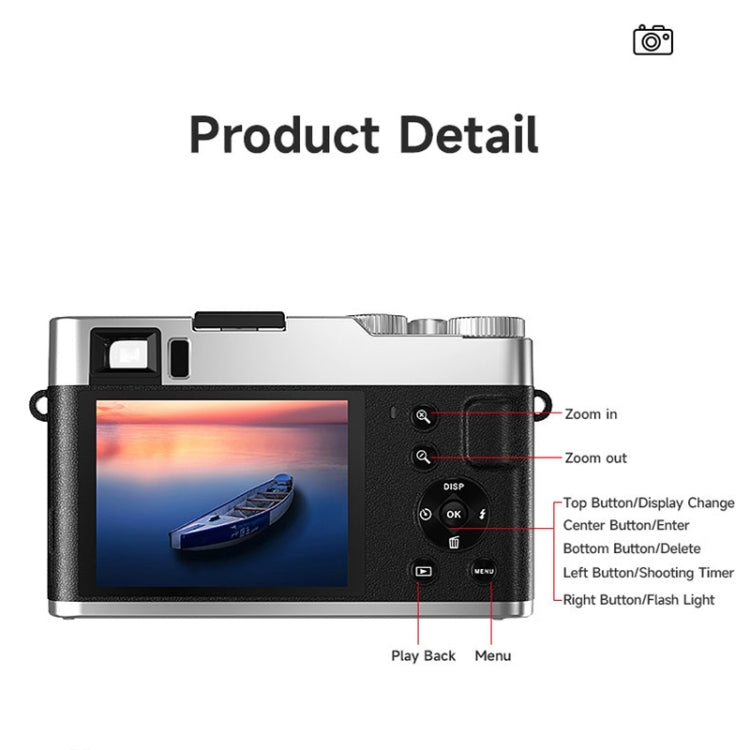 DC202L 2.8-Inch 4K HD 16X Zoom Photography Digital Camera Home SLR Camera, Color: Brown EU Plug